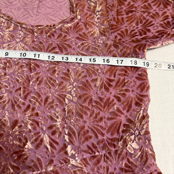 Vintage Velvet Burnout Maxi Dress by Jane Mohr for DTK Pink Floral Gown M-L Boho - Picture 6 of 8